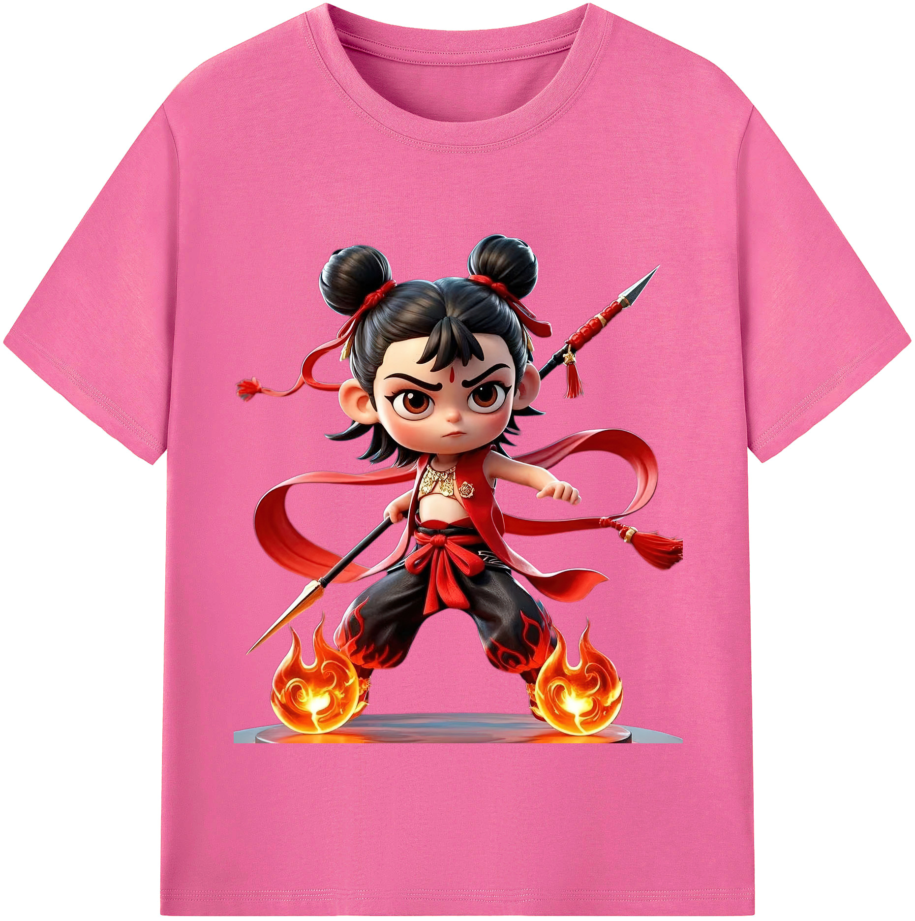 （画像用） Ne Zha 2 ナタ 魔童の大暴れ レディースカジュアルプリントTシャツ（綿100％）